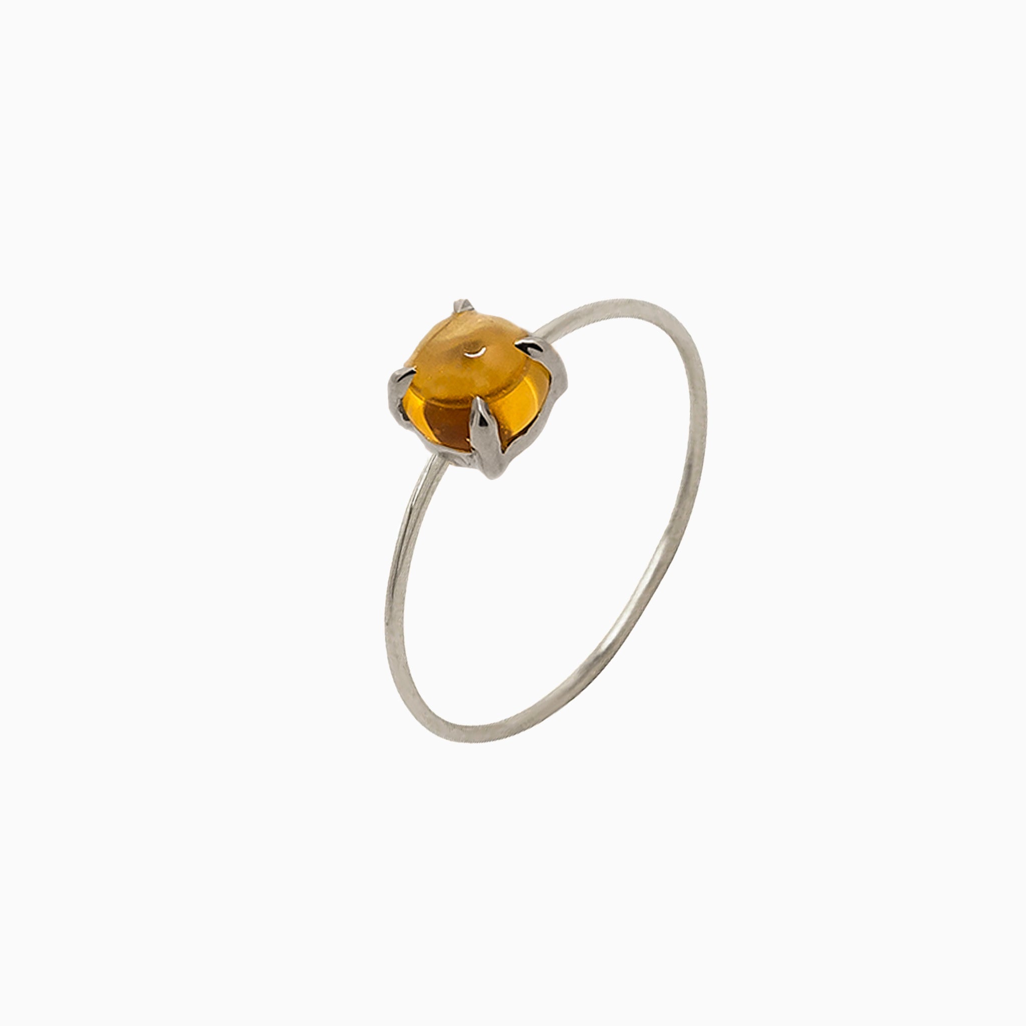 14k Gold Absolutely Effortless 5mm Sunny Citrine Microstackable Ring - Starflower Design