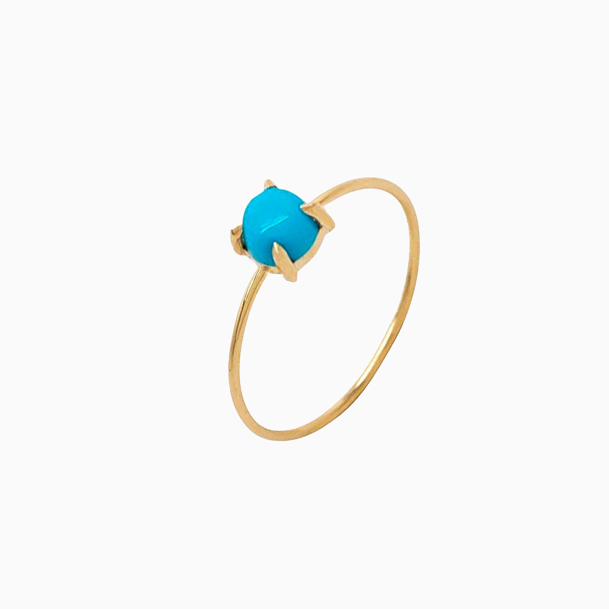 14k Gold Absolutely Effortless 5mm Tranquil Turquoise Microstackable Ring - Starflower Design