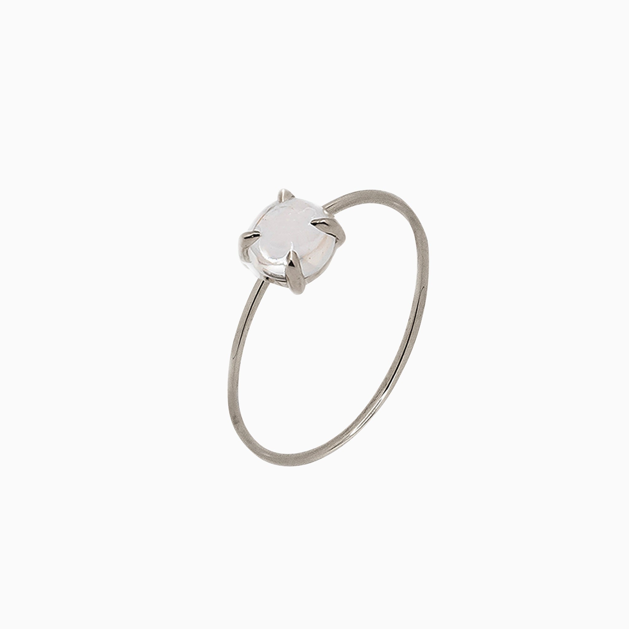 14k Gold Absolutely Effortless 5mm White Quartz Microstackable Ring - Starflower Design
