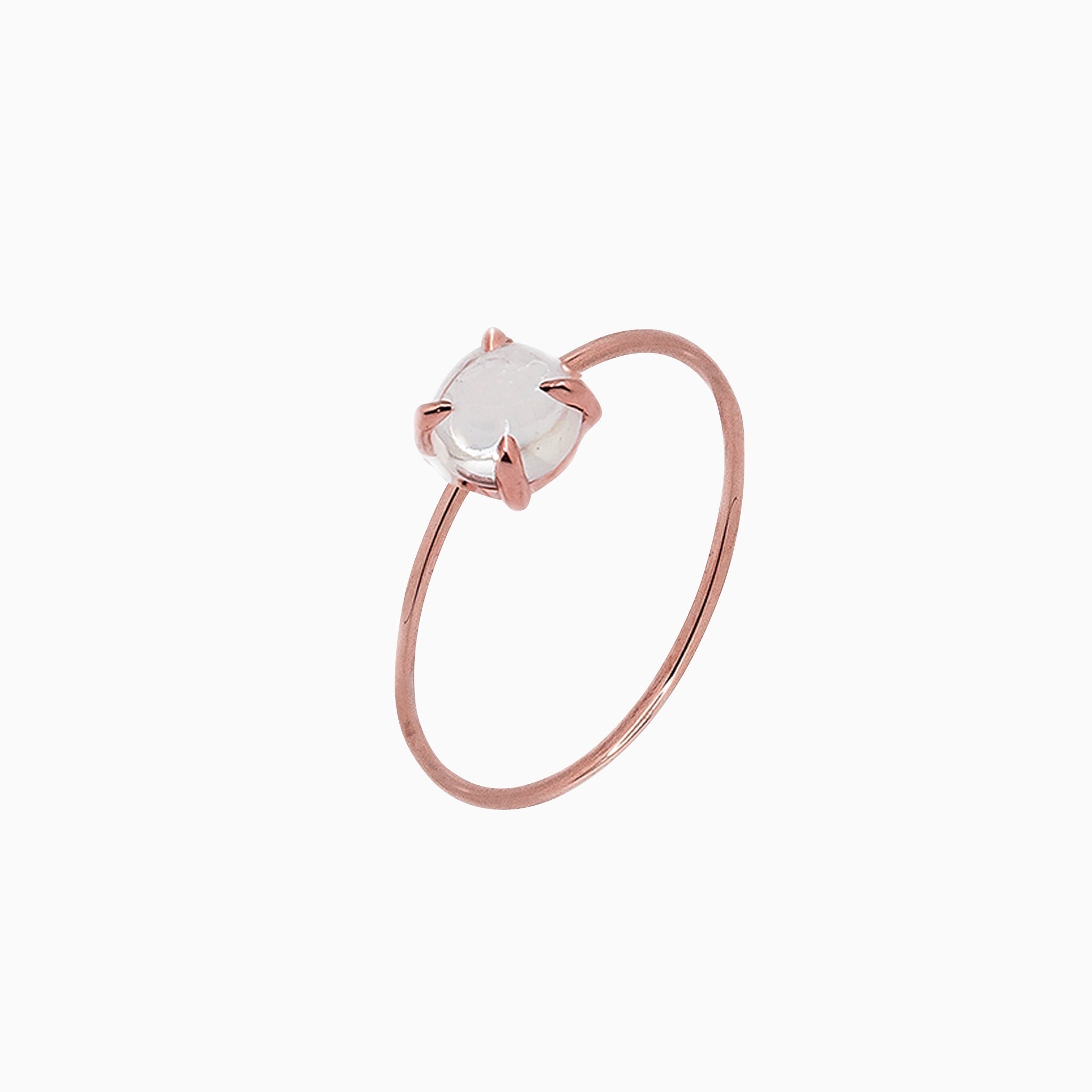 14k Gold Absolutely Effortless 5mm White Quartz Microstackable Ring - Starflower Design