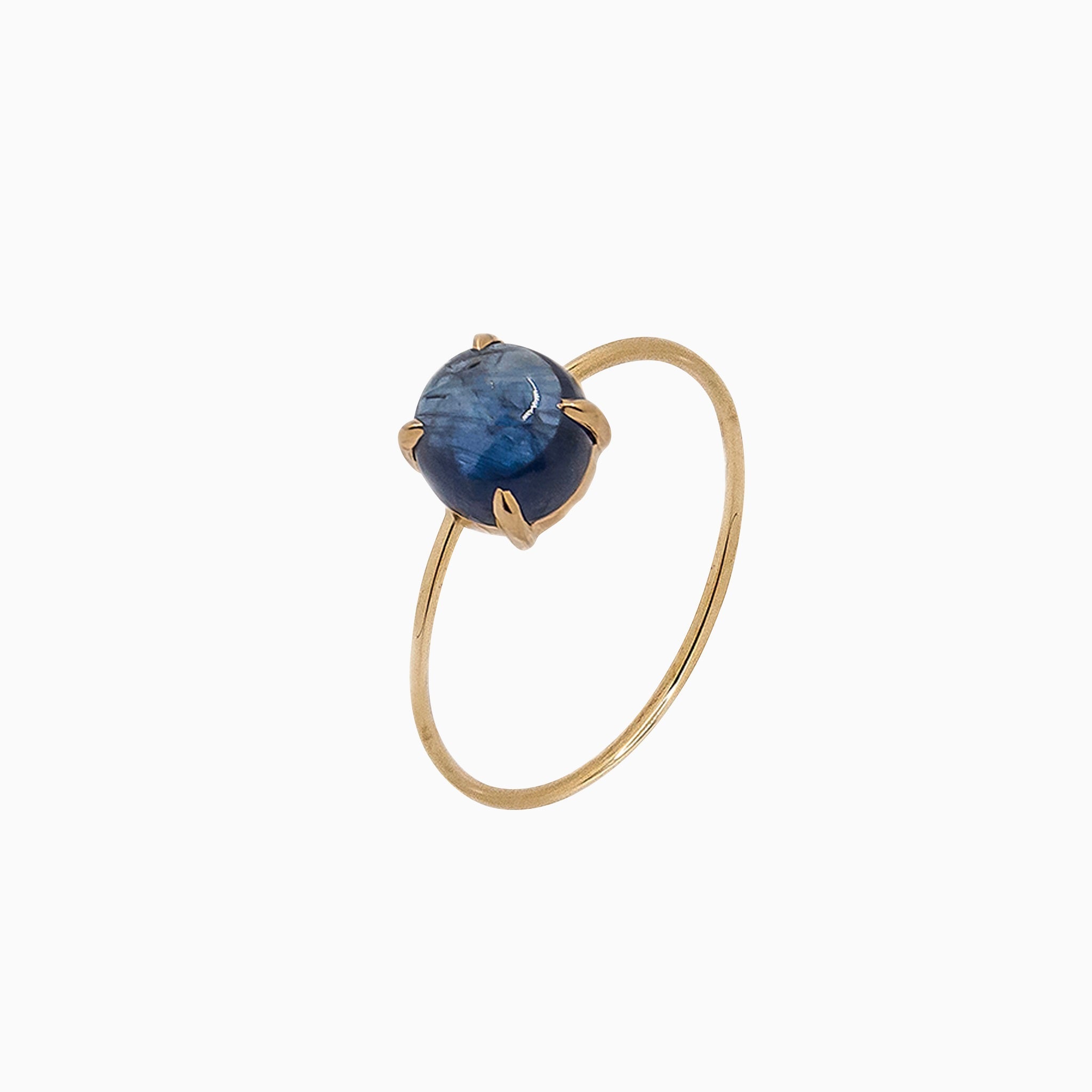 14k Gold Absolutely Effortless 6mm Blue Sapphire Microstackable Ring - Starflower Design