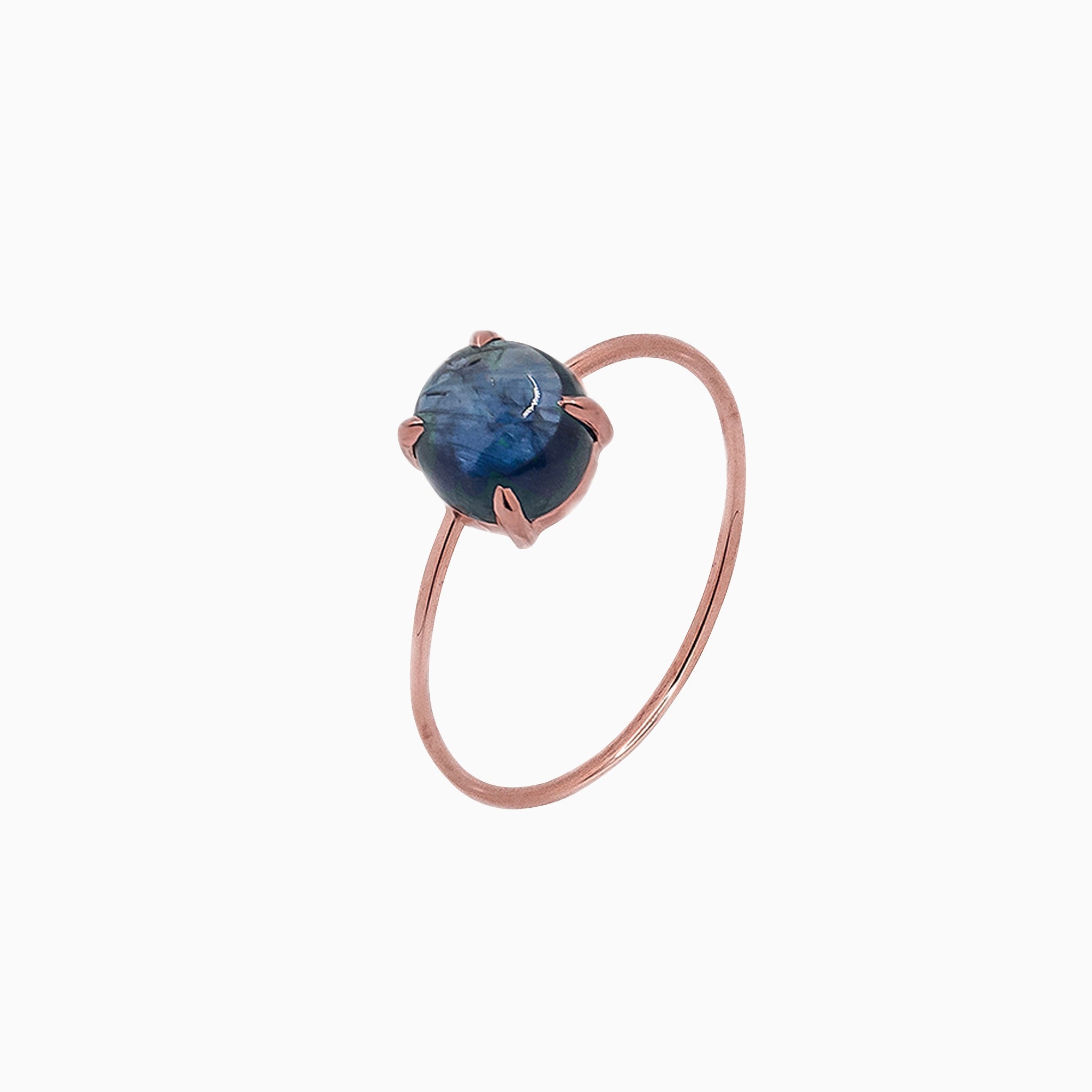 14k Gold Absolutely Effortless 6mm Blue Sapphire Microstackable Ring - Starflower Design