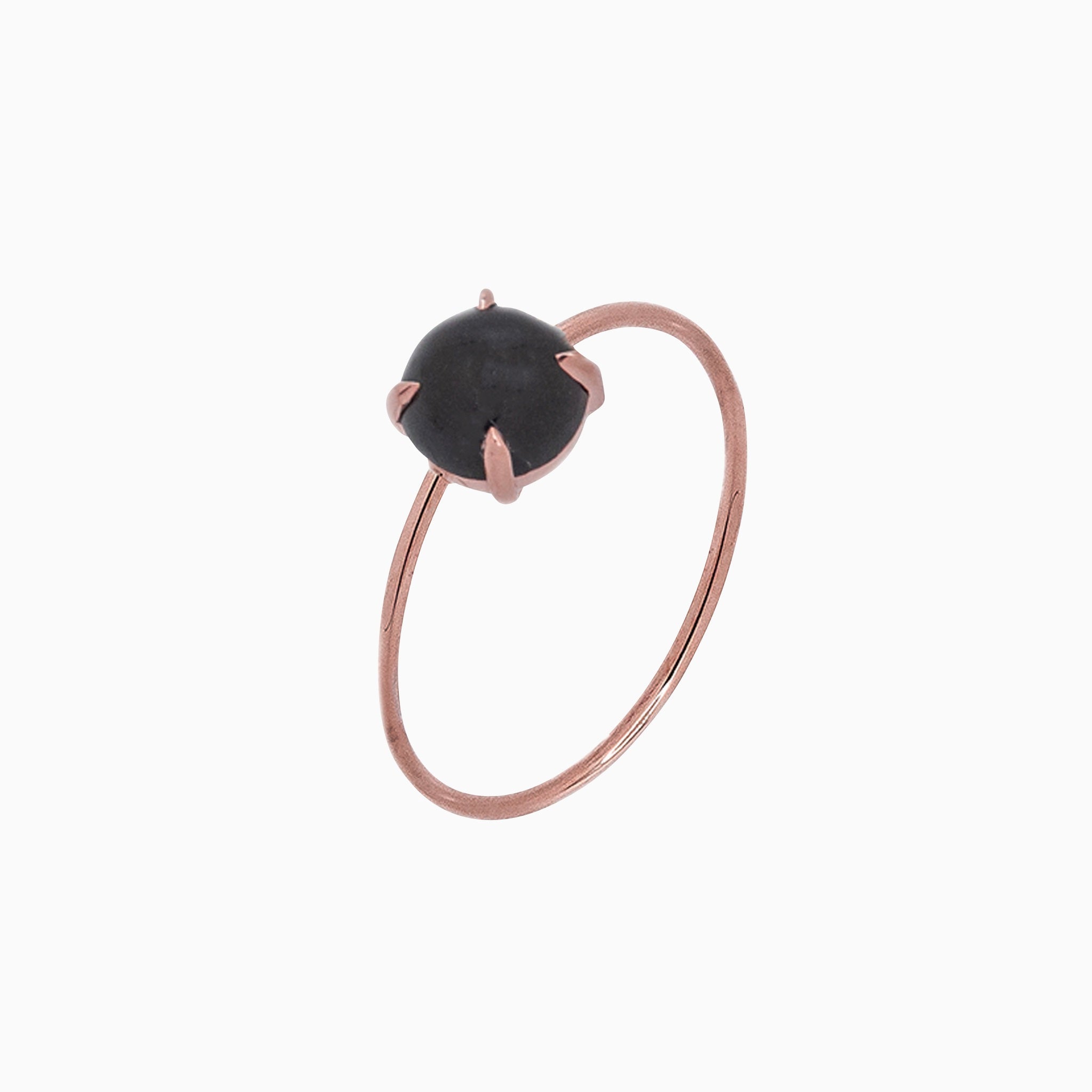 14k Gold Absolutely Effortless 6mm Enchanting Black Onyx Microstackable Ring - Starflower Design