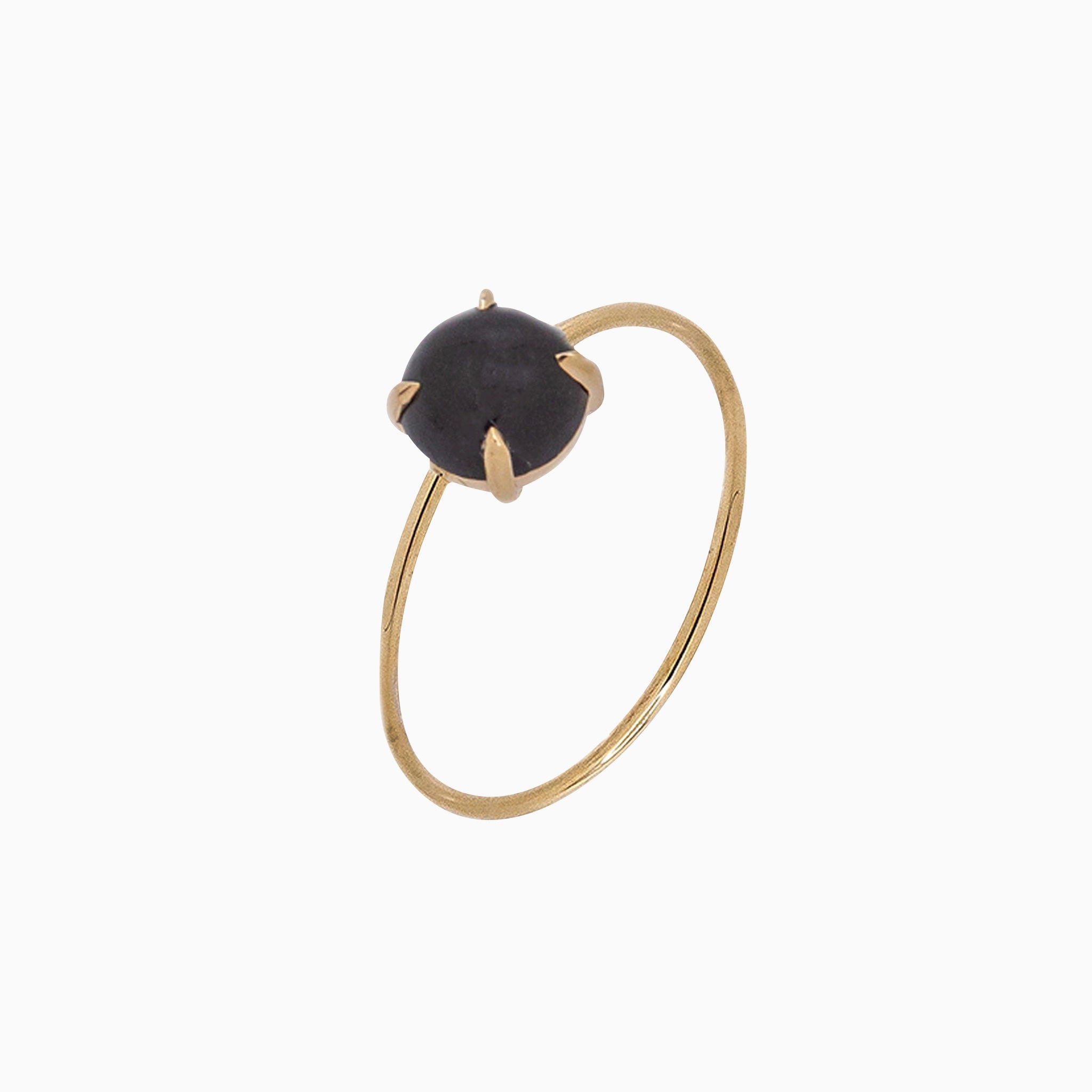 14k Gold Absolutely Effortless 6mm Enchanting Black Onyx Microstackable Ring - Starflower Design