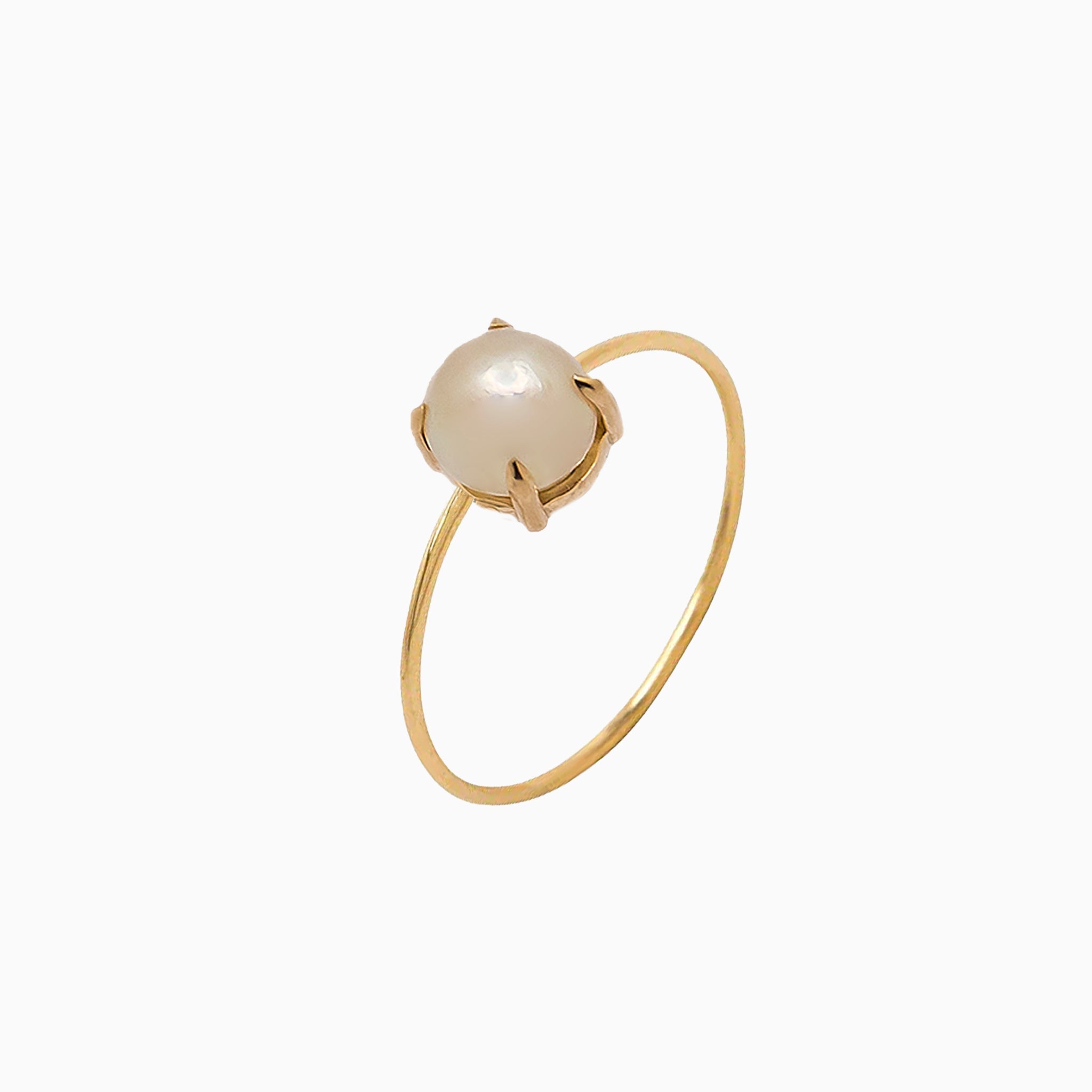 14k Gold Absolutely Effortless 6mm Freshwater Pearl Microstackable Ring - Starflower Design