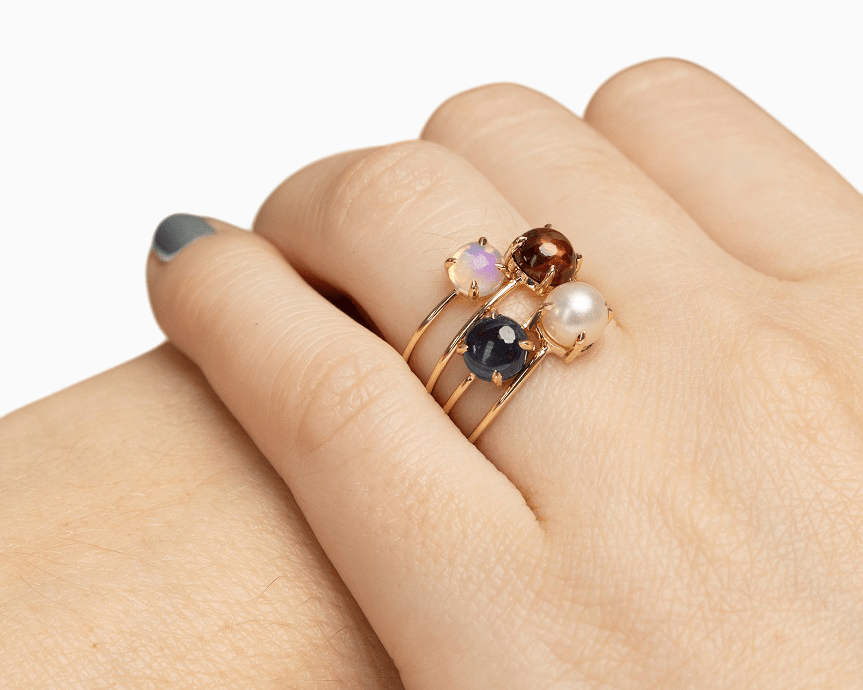 14k Gold Absolutely Effortless 6mm Freshwater Pearl Microstackable Ring - Starflower Design