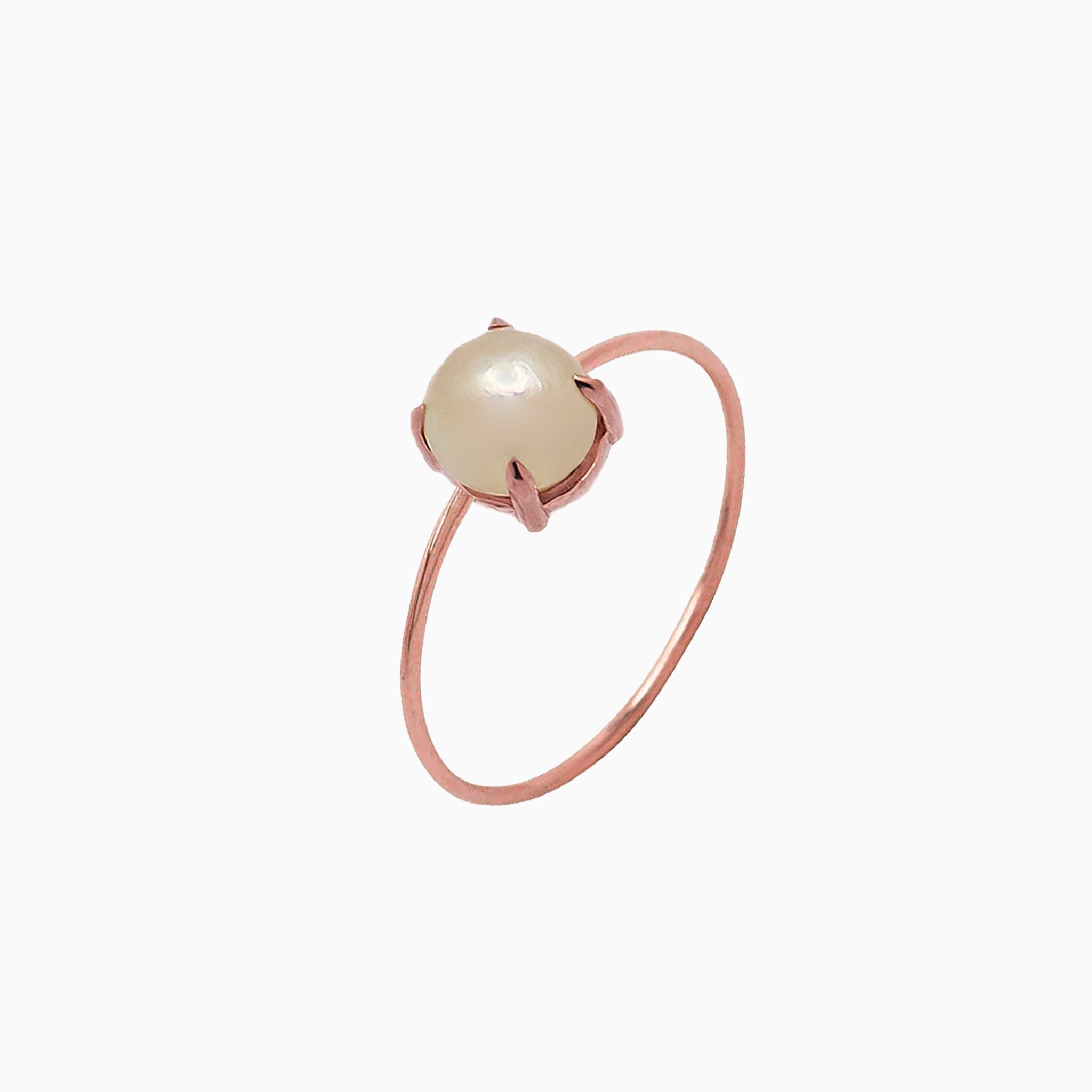 14k Gold Absolutely Effortless 6mm Freshwater Pearl Microstackable Ring - Starflower Design