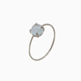 14k Gold Absolutely Effortless 6mm Icy Blue Aquamarine Microstackable Ring - Starflower Design