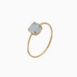 14k Gold Absolutely Effortless 6mm Icy Blue Aquamarine Microstackable Ring - Starflower Design