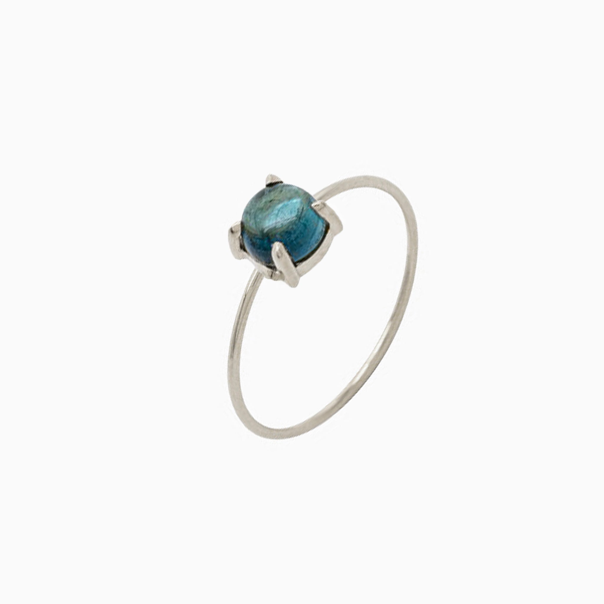 14k Gold Absolutely Effortless 6mm Indicolite Tourmaline Microstackable Ring - Starflower Design