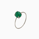 14k Gold Absolutely Effortless 6mm Lucky Green Emerald Microstackable Ring - Starflower Design
