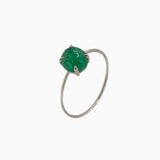 14k Gold Absolutely Effortless 6mm Lucky Green Emerald Microstackable Ring - Starflower Design