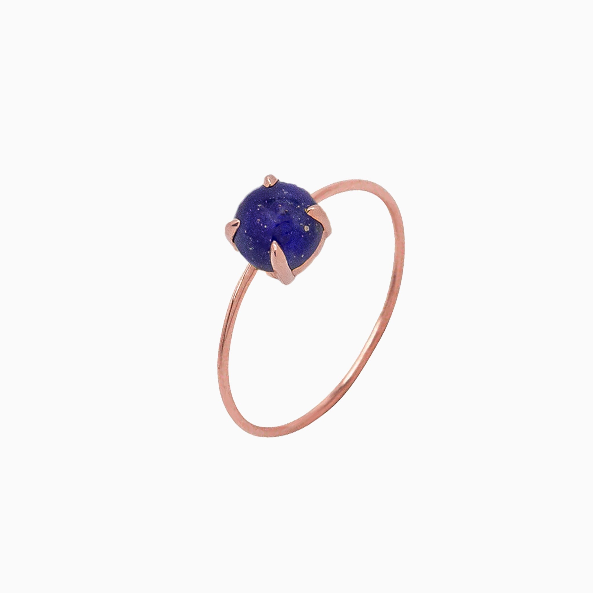 14k Gold Absolutely Effortless 6mm Luxurious Blue Lapis Microstackable Ring - Starflower Design