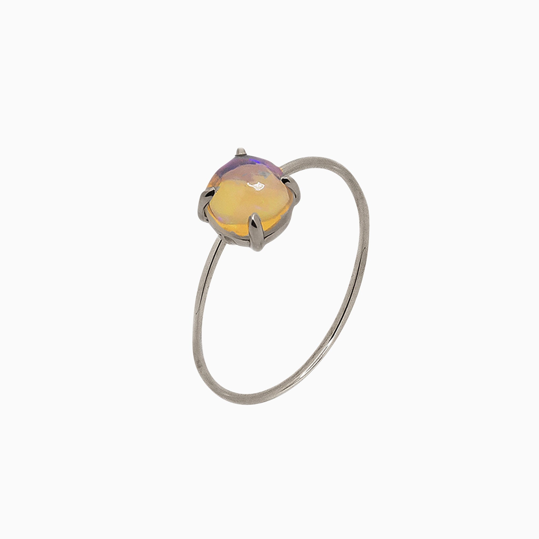 14k Gold Absolutely Effortless 6mm Mysterious Opal Microstackable Ring - Starflower Design