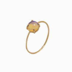 14k Gold Absolutely Effortless 6mm Mysterious Opal Microstackable Ring - Starflower Design