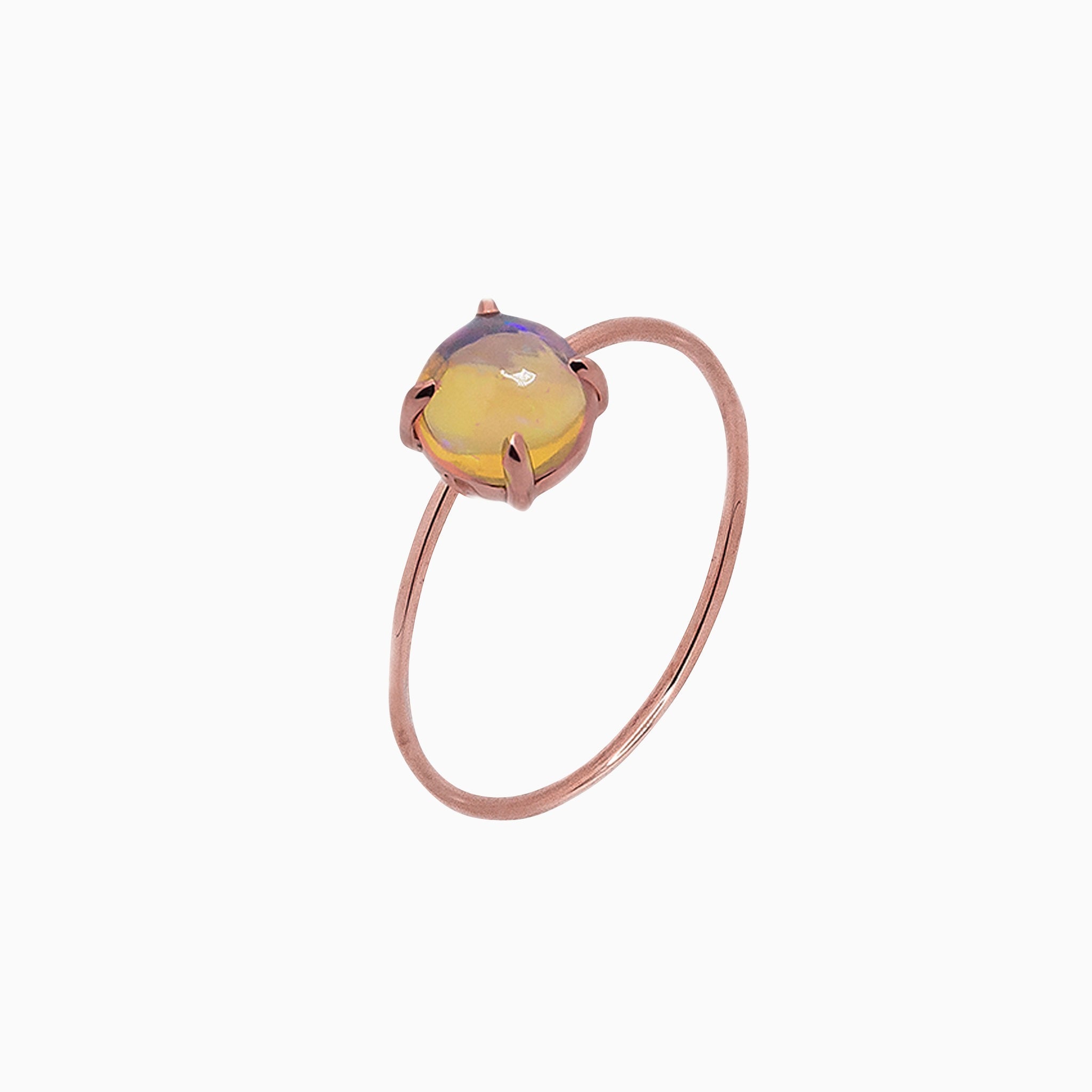 14k Gold Absolutely Effortless 6mm Mysterious Opal Microstackable Ring - Starflower Design