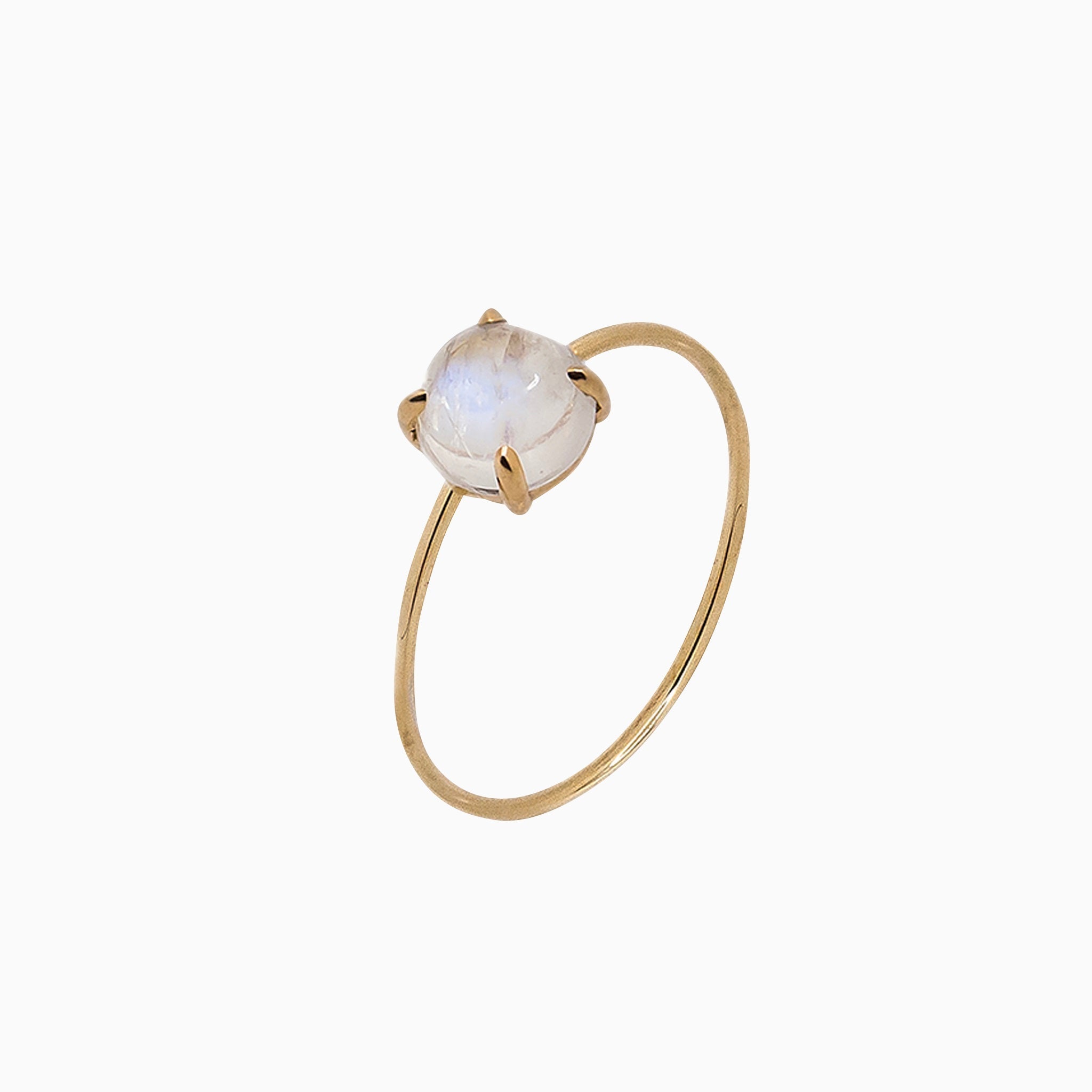 14k Gold Absolutely Effortless 6mm Mystical Moonstone Microstackable Ring - Starflower Design