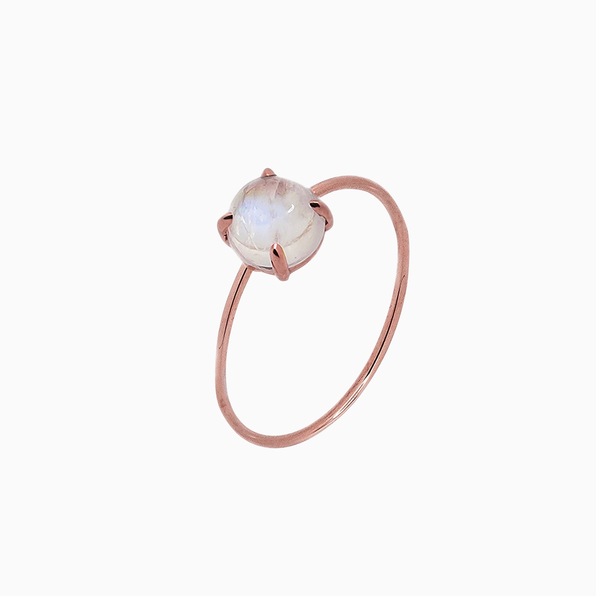 14k Gold Absolutely Effortless 6mm Mystical Moonstone Microstackable Ring - Starflower Design
