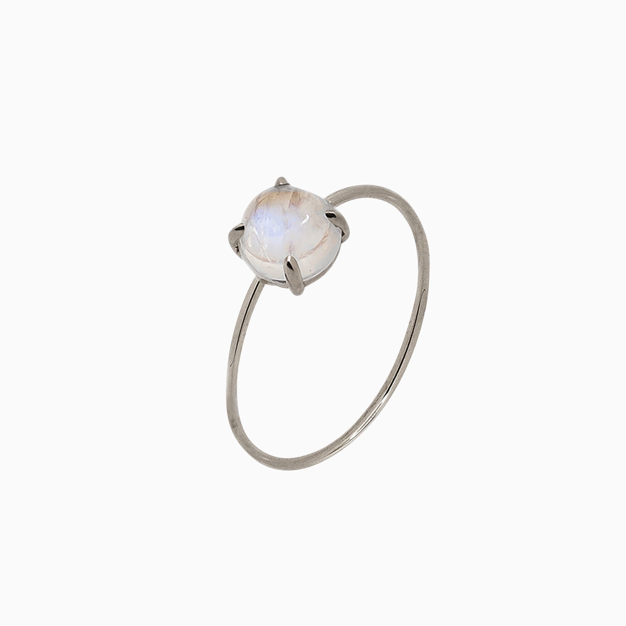 14k Gold Absolutely Effortless 6mm Mystical Moonstone Microstackable Ring - Starflower Design
