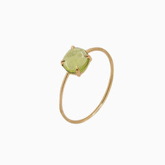14k Gold Absolutely Effortless 6mm Plucky Peridot Microstackable Ring - Starflower Design