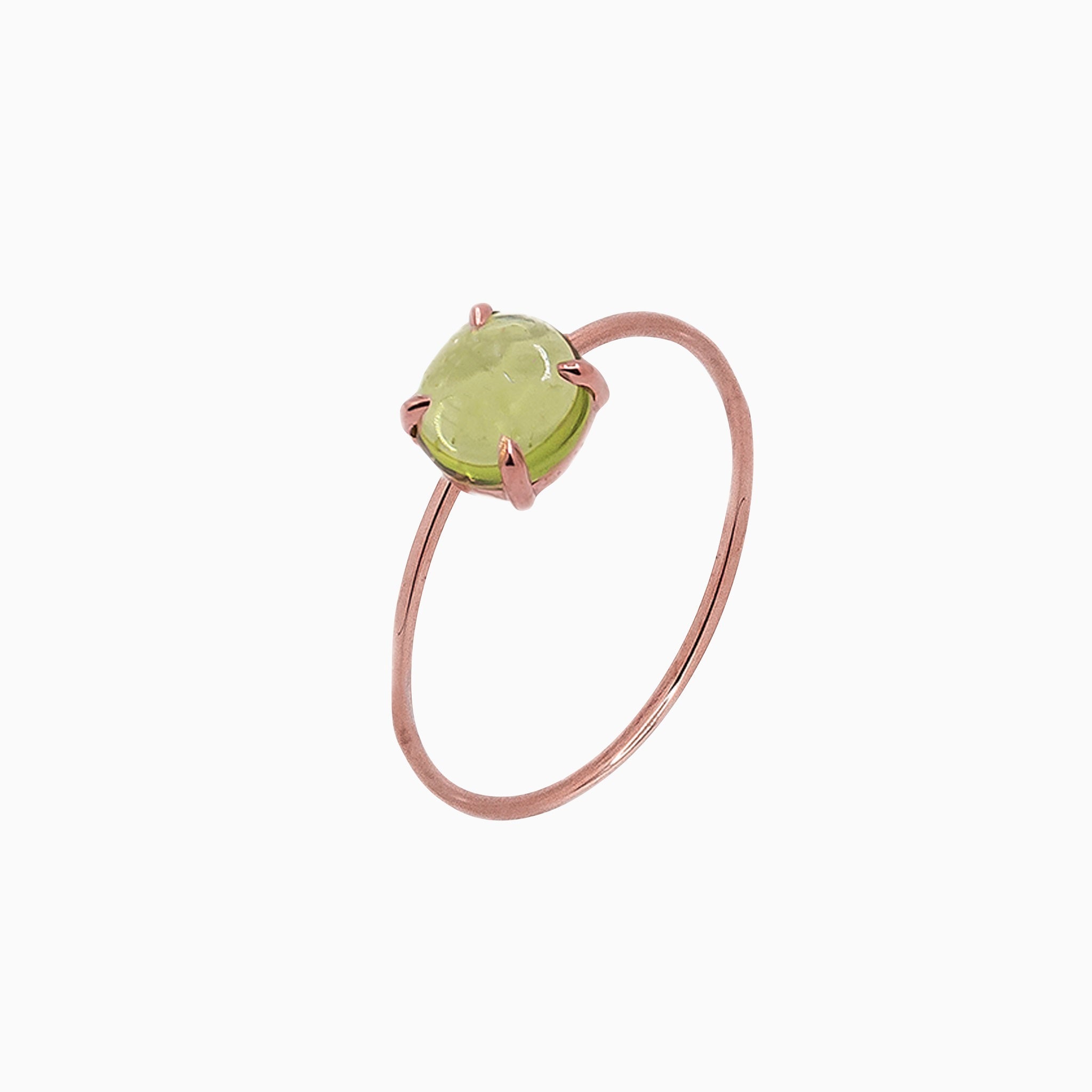 14k Gold Absolutely Effortless 6mm Plucky Peridot Microstackable Ring - Starflower Design