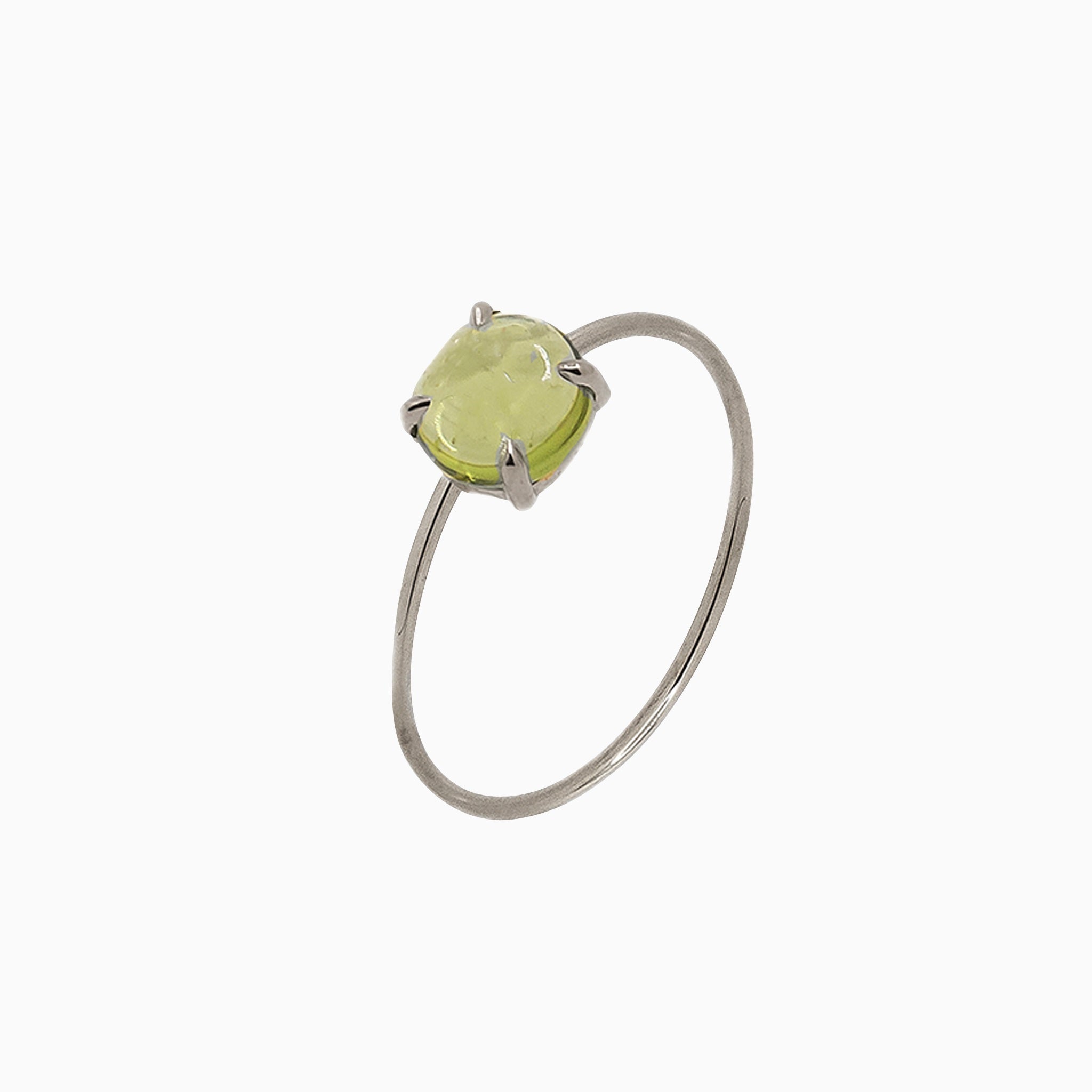 14k Gold Absolutely Effortless 6mm Plucky Peridot Microstackable Ring - Starflower Design