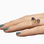 14k Gold Absolutely Effortless 6mm Plucky Peridot Microstackable Ring - Starflower Design