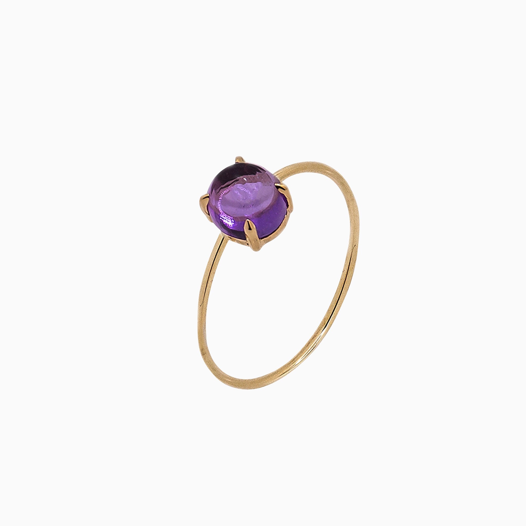 14k Gold Absolutely Effortless 6mm Purple Amethyst Microstackable Ring - Starflower Design