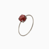 14k Gold Absolutely Effortless 6mm Red Garnet Microstackable Ring - Starflower Design