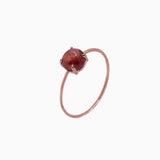14k Gold Absolutely Effortless 6mm Red Garnet Microstackable Ring - Starflower Design