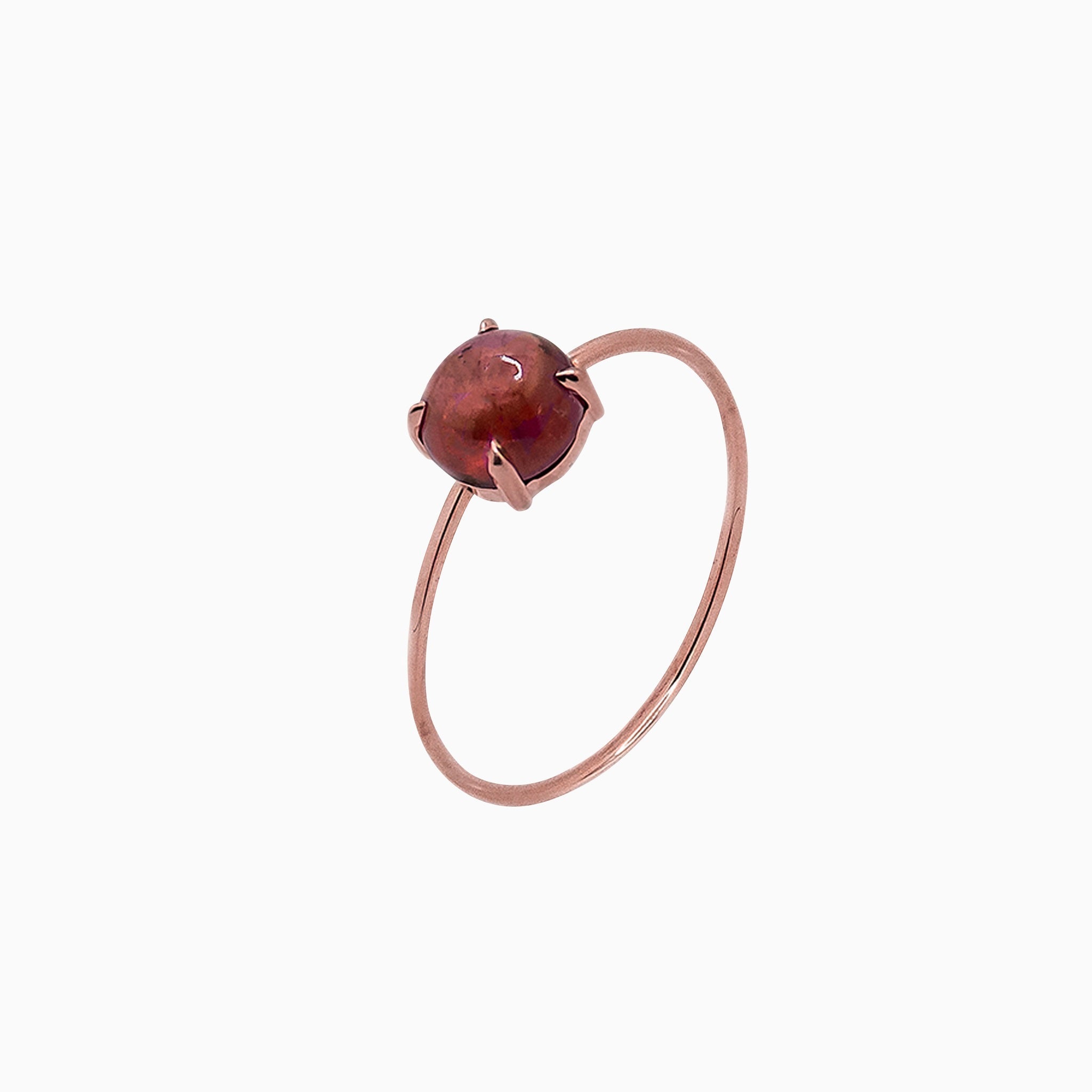14k Gold Absolutely Effortless 6mm Red Garnet Microstackable Ring - Starflower Design