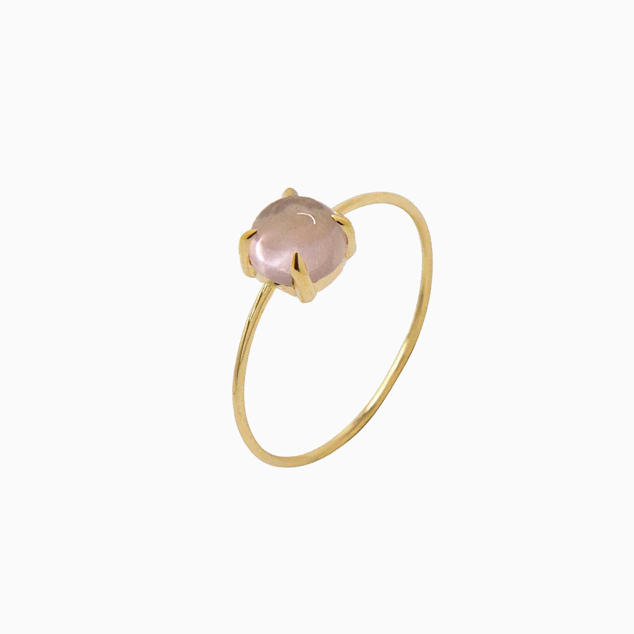 14k Gold Absolutely Effortless 6mm Rose Quartz Microstackable Ring - Starflower Design
