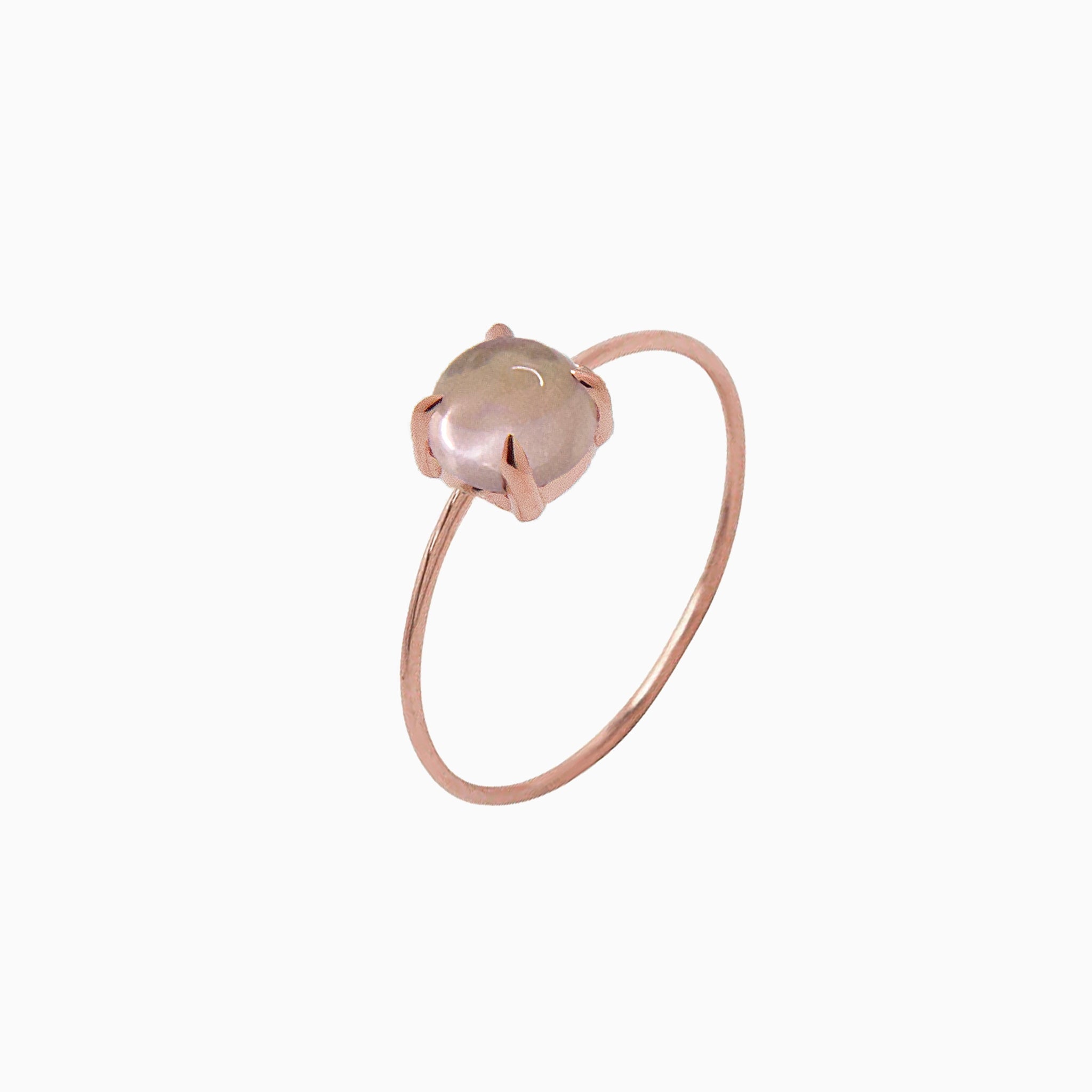 14k Gold Absolutely Effortless 6mm Rose Quartz Microstackable Ring - Starflower Design