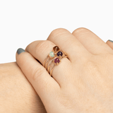 14k Gold Absolutely Effortless 6mm Ruby Microstackable Ring - Starflower Design