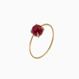 14k Gold Absolutely Effortless 6mm Ruby Microstackable Ring - Starflower Design