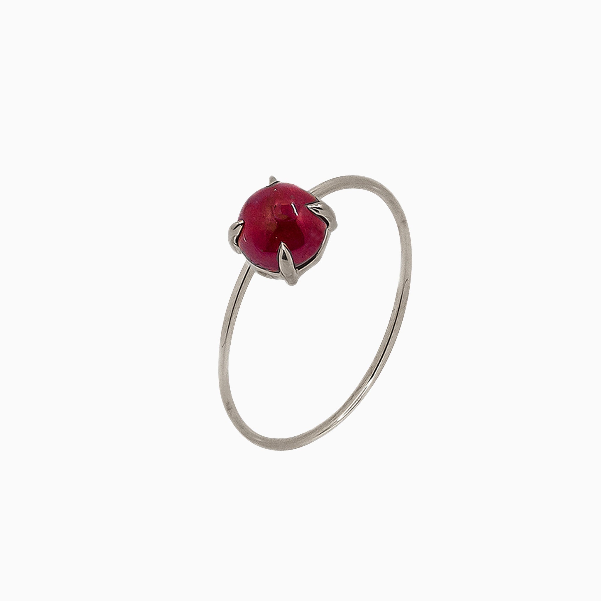 14k Gold Absolutely Effortless 6mm Ruby Microstackable Ring - Starflower Design