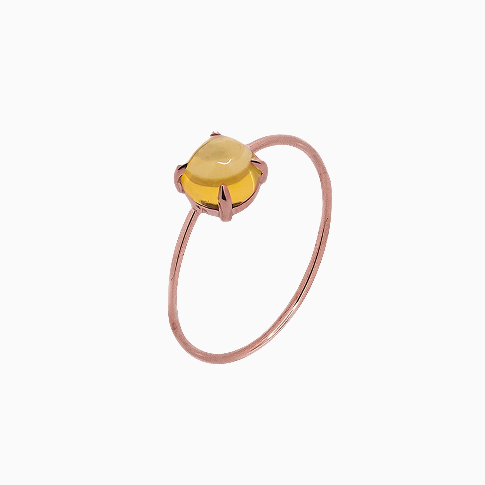 14k Gold Absolutely Effortless 6mm Sunny Citrine Microstackable Ring - Starflower Design