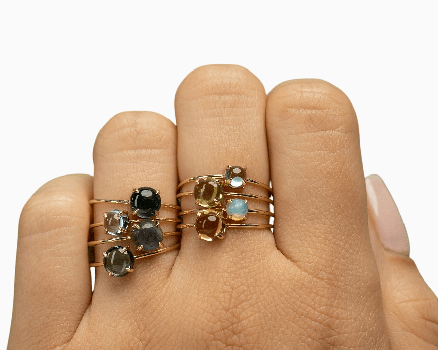 14k Gold Absolutely Effortless 6mm Sunny Citrine Microstackable Ring - Starflower Design