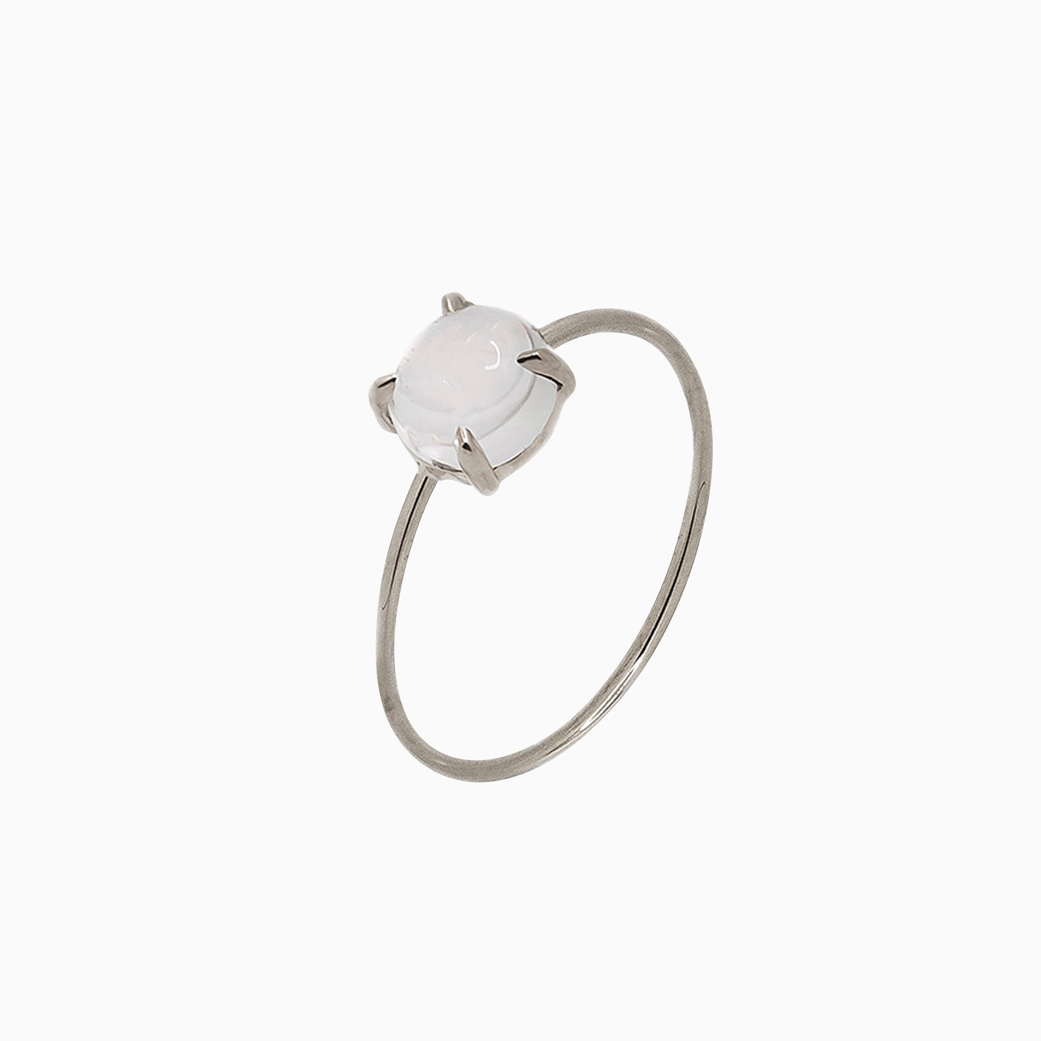 14k Gold Absolutely Effortless 6mm White Quartz Microstackable Ring - Starflower Design