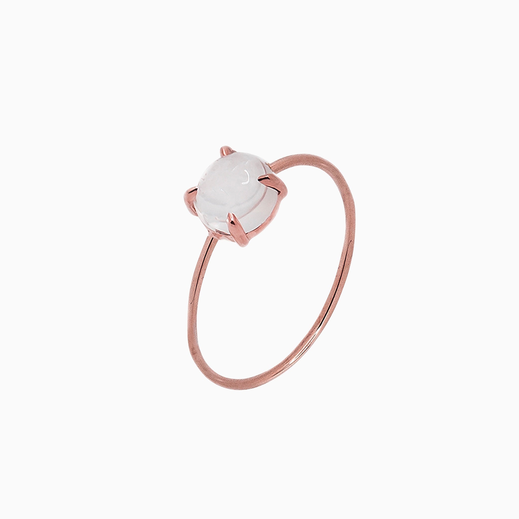 14k Gold Absolutely Effortless 6mm White Quartz Microstackable Ring - Starflower Design