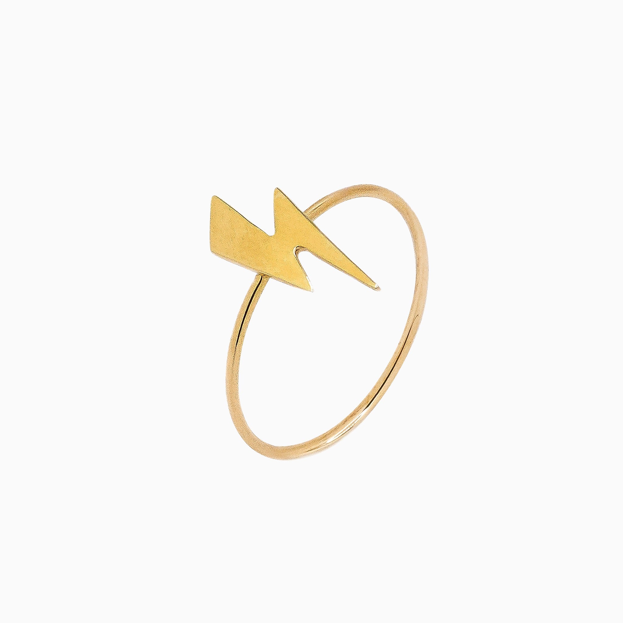 14k Gold Absolutely Effortless Thunderous Lightning Bolt Strike Microstackable Ring - Starflower Design