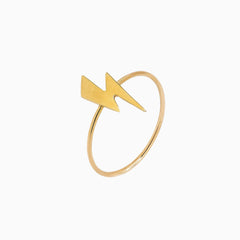 14k Gold Absolutely Effortless Thunderous Lightning Bolt Strike Microstackable Ring - Starflower Design