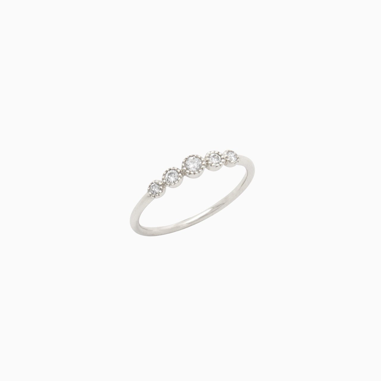 14k Gold Bezel - Set Graduated Diamond Band Ring - Starflower Design