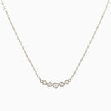 14k Gold Bezel - Set Graduated Petite Diamond Bar Necklace - Starflower Design