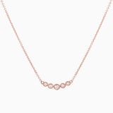 14k Gold Bezel - Set Graduated Petite Diamond Bar Necklace - Starflower Design