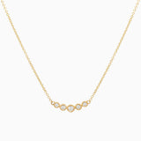 14k Gold Bezel - Set Graduated Petite Diamond Bar Necklace - Starflower Design