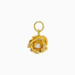 14k Gold Blooming Beauty Vintage Rose Diamond Earring Charm - Starflower Design