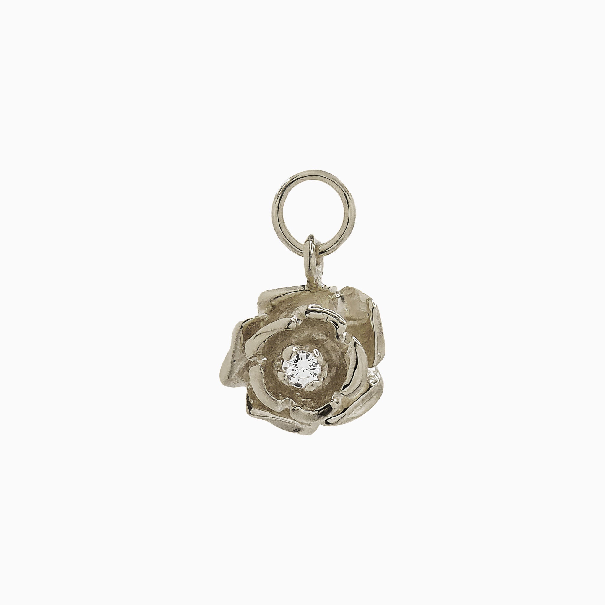 14k Gold Blooming Beauty Vintage Rose Diamond Earring Charm - Starflower Design