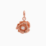 14k Gold Blooming Beauty Vintage Rose Diamond Pendant Charm - Starflower Design