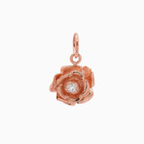 14k Gold Blooming Beauty Vintage Rose Diamond Pendant Charm - Starflower Design